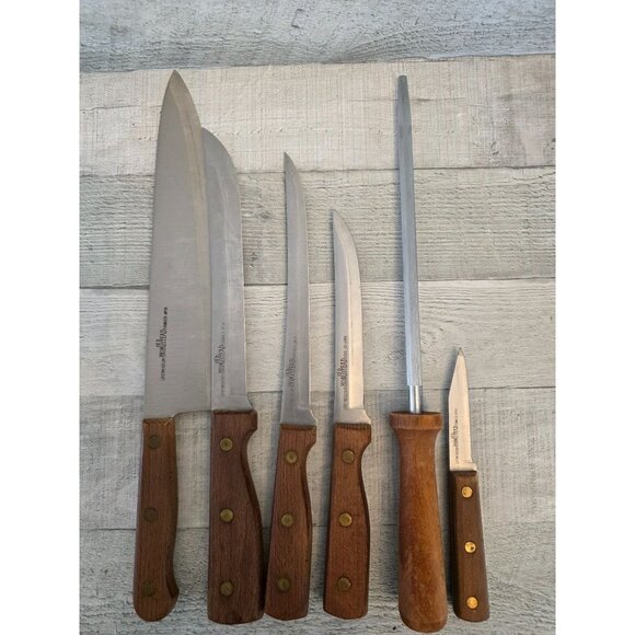 6-Piece Homestead Knife Set With Old Hickory Wooden Handles & Block - Picture 2 of 5